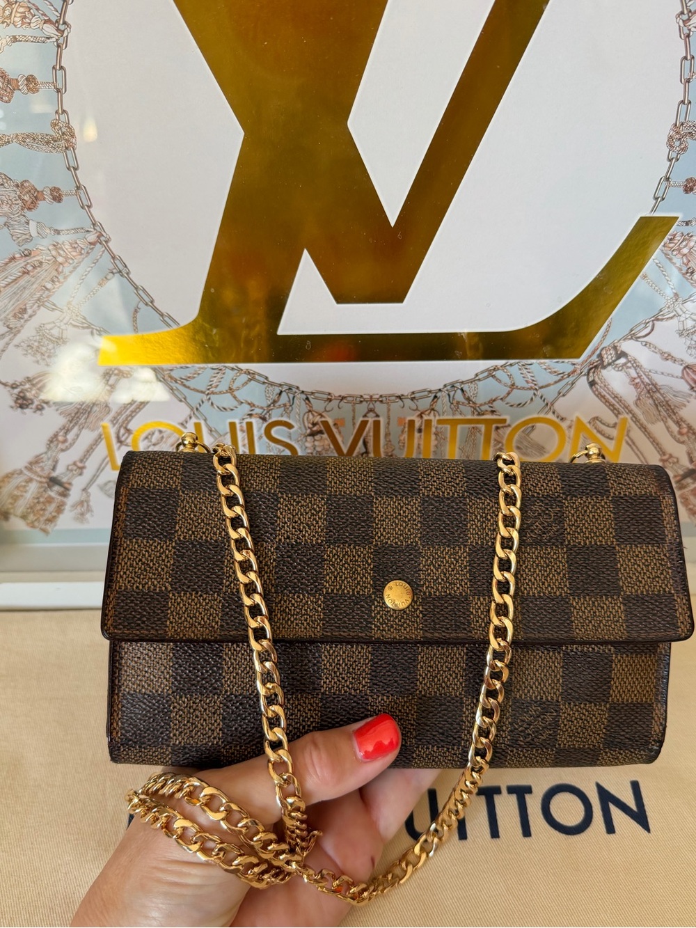 Louis Vuitton Damier Ebene Long Wallet on Chain - Picture 12 of 16